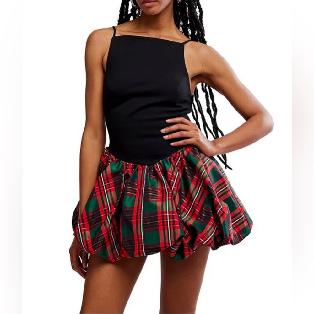 Free People Tinsel Kiss Plaid Mini Dress